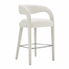 Pinnacle Boucle Upholstered Bar Stool Set of 2 in Ivory Silver