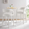 Pinnacle Boucle Upholstered Bar Stool Set of 2 in Ivory Silver
