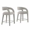 Pinnacle Boucle Upholstered Counter Stool Set of 2 in Taupe Silver