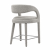 Pinnacle Boucle Upholstered Counter Stool Set of 2 in Taupe Silver