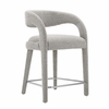 Pinnacle Boucle Upholstered Counter Stool Set of 2 in Taupe Silver