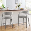 Pinnacle Boucle Upholstered Counter Stool Set of 2 in Taupe Silver