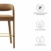 Pinnacle Performance Velvet Bar Stool Set of 2 in Brown Gold