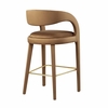 Pinnacle Performance Velvet Bar Stool Set of 2 in Brown Gold