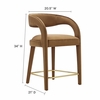 Pinnacle Performance Velvet Counter Stool Set of 2 in Brown Gold