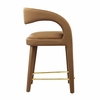 Pinnacle Performance Velvet Counter Stool Set of 2 in Brown Gold