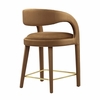 Pinnacle Performance Velvet Counter Stool Set of 2 in Brown Gold