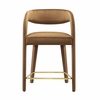 Pinnacle Performance Velvet Counter Stool Set of 2 in Brown Gold