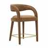 Pinnacle Performance Velvet Counter Stool Set of 2 in Brown Gold