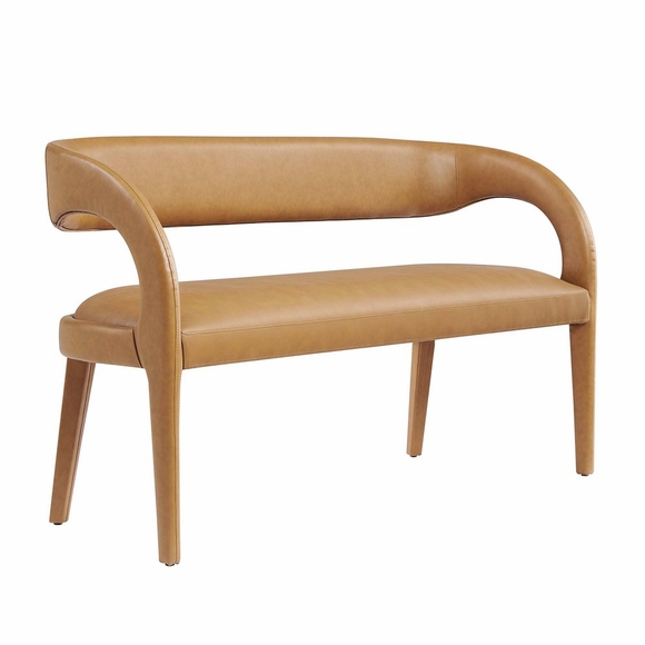 Pinnacle Vegan Leather Accent Bench in Tan