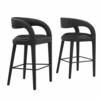 Pinnacle Vegan Leather Bar Stool Set of 2 in Black Black
