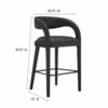 Pinnacle Vegan Leather Bar Stool Set of 2 in Black Black