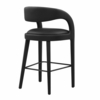 Pinnacle Vegan Leather Bar Stool Set of 2 in Black Black