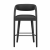 Pinnacle Vegan Leather Bar Stool Set of 2 in Black Black