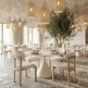 Plinn Dining Table in Light Beige & White