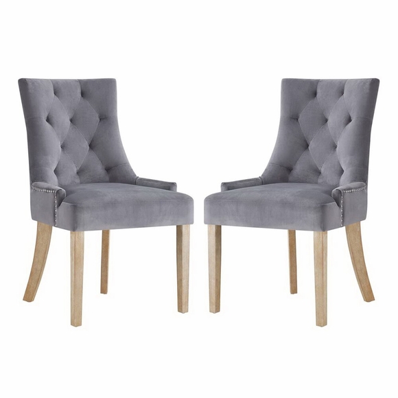 Pose Dining Chair Velvet Set of 2 in Gray