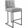 Privy Black Stainless Steel Upholstered Fabric Bar Stool in Black Light Gray