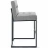 Privy Black Stainless Steel Upholstered Fabric Bar Stool in Black Light Gray