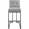 Privy Black Stainless Steel Upholstered Fabric Bar Stool in Black Light Gray