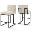 Privy Black Stainless Steel Upholstered Fabric Counter Stool Set of 2