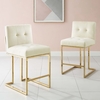 Privy Gold Stainless Steel Performance Velvet Counter Stool Set of 2 in Gold Ivory