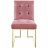 Privy Gold Stainless Steel Performance Velvet Dining Chair in Gold Dusty Rose