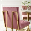 Privy Gold Stainless Steel Performance Velvet Dining Chair in Gold Dusty Rose