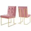 Privy Gold Stainless Steel Performance Velvet Dining Chair Set of 2