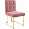 Privy Gold Stainless Steel Performance Velvet Dining Chair Set of 2 in Gold Dusty Rose
