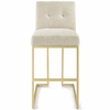 Privy Gold Stainless Steel Upholstered Fabric Bar Stool