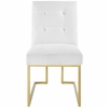 Privy Gold Stainless Steel Upholstered Fabric Dining Accent Chair