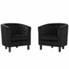 Prospect 2 Piece Velvet Armchair Set in Black