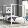 Raina Queen Canopy Bed Frame in White Gray