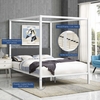 Raina Queen Canopy Bed Frame in White Gray