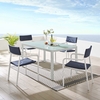 Raleigh 5 Piece Outdoor Patio Aluminum Dining Set in White Navy