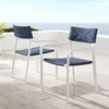 Raleigh Outdoor Patio Aluminum Armchair Set of 2 in White Navy