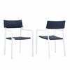Raleigh Outdoor Patio Aluminum Armchair Set of 2 in White Navy