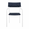 Raleigh Stackable Outdoor Patio Aluminum Dining Armchair in White Navy