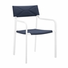 Raleigh Stackable Outdoor Patio Aluminum Dining Armchair in White Navy