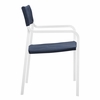 Raleigh Stackable Outdoor Patio Aluminum Dining Armchair in White Navy