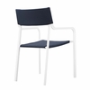Raleigh Stackable Outdoor Patio Aluminum Dining Armchair in White Navy