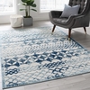 Reflect Giada Abstract Diamond Moroccan Trellis 5x8 Indoor/Outdoor Area Rug in Ivory and Blue