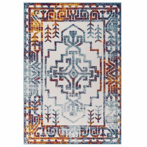 Reflect Nyssa Distressed Geometric Southwestern Aztec 5x8 Indoor/Outdoor Area Rug in Multicolored