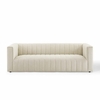Reflection Channel Tufted Upholstered Fabric Sofa in Beige