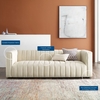 Reflection Channel Tufted Upholstered Fabric Sofa in Beige