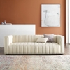 Reflection Channel Tufted Upholstered Fabric Sofa in Beige