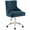 Regent Tufted Button Swivel Upholstered Fabric Office Chair in Azure