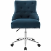 Regent Tufted Button Swivel Upholstered Fabric Office Chair in Azure