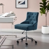 Regent Tufted Button Swivel Upholstered Fabric Office Chair in Azure