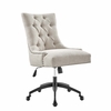 Regent Tufted Fabric Office Chair in Black Beige